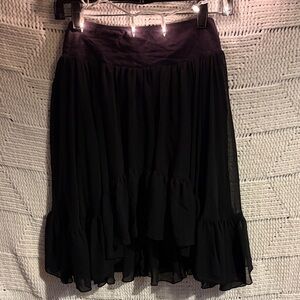 Free People Black High-Low Tiered Chiffon Skirt